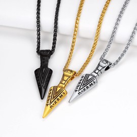 Richsteel Viking Pendant for Men Viking Style Spear Pendant Compass Pendant Arrow Chain with Gift Box for Men, Stainless Steel, spear