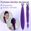 2 Paquetes Extensiones Cabello Morado 60cm Preestirado Trenzas Cosplay