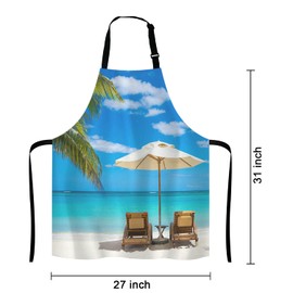 Lefolen Idyllic white beach in front of the turquoise tropical sea Apron Home Kitchen Waterproof Cooking Baking Gardening for Women Men