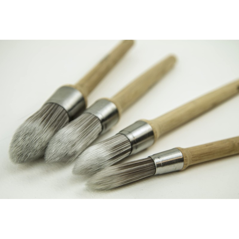 Clarity Stencil Brushes Set of 4: Extra-Fine Synthetic Bristles, Bamboo