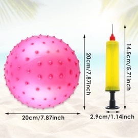 Prasacco Pack of 3 Nub Ball, 20 cm Inflatable Yoga Ball, Knotty Balls, Massage Stress Balls with Air Pump for Indoor and Outdoor Use, Beach, Playground, Backyard, Pool Play (Red, Blue, Pink)