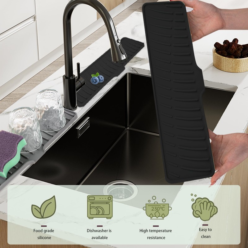 Volminex Tap Mat for Kitchen Sink (Black, 42 cm)