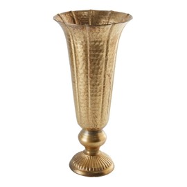 Accent Decor Distressed Gold Metal Compote Bowl | Gold Compote Vase l Lita Metal Vase l Indoor and Outdoor Compote for Any Event