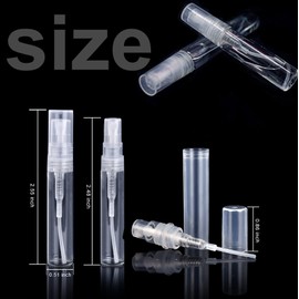 Fandamei 60 Pack 3ml Mini Spray Bottle, Clear Plastic Empty Cute Perfume Atomizer Bottle for Cleaning, Travel, Essential Oils, Perfume.