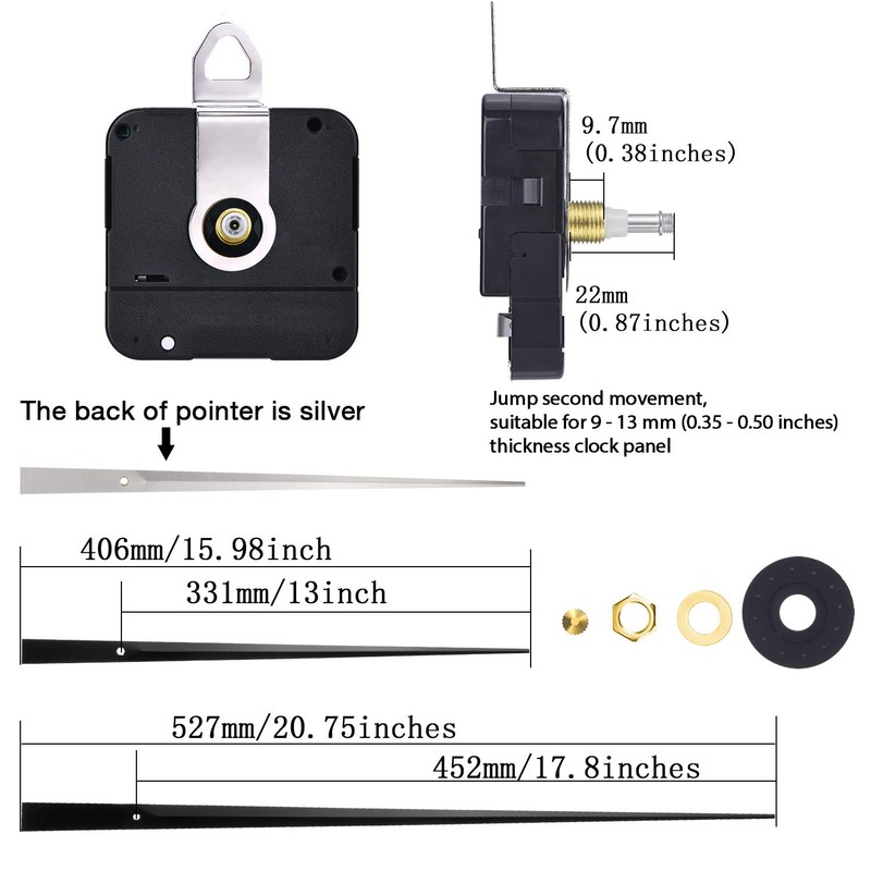 Hicarer High Torque Clock Movement Mechanism with 17.8 Inch Long