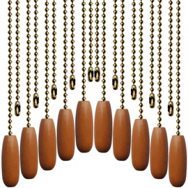 Aeknewo 10 Pack 12-inch Ceiling Fan Pull Chain, Beaded Ball Chains Wooden Decorative Pendant Extension Chains for Ceiling Light Lamp Fan Chain(Bronze)