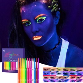 Colored Eye Liner Liquid - UV Fluorescent 12 Colors Liquid Liner Waterproof Quick-Drying - Long-Lasting Highly Pigmented Festival Accessories for Music Festivals
