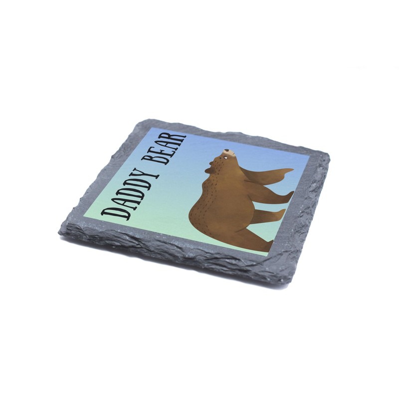 Daddy Bear Slate Coaster – Cute and Rustic Bear-Themed Drink