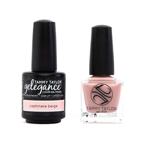 Tammy Taylor Cashmere Beige Soulmates No-Cure Nail Lacquer Bundle & Gel Bundle | These Won't Shrink, Wrinkle, Pull Back With Nail Strengtheners