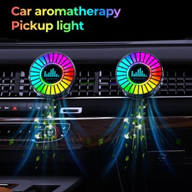 Sound Responsive RGB LED Rhythm Lights, Voice-Controlled Magnetic Music Sync Lighting with Car air freshener, Rechargeable Ambient Lights for Car, Party, DJ, Gaming Room, and Desktop Use