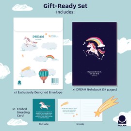 Holam Inspirational Journaling Notebook Aesthetic - A5 Small Journal for Kids | Cute Notebook for Writing, Drawing, Doodling Note-taking and More | 8.3"x5.8" | Dream Model