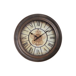 Monarch Specialties I 9081 Clocks, 15" Round, Wall Clock, Antique Brown, Transitional