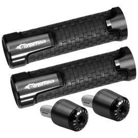 CNC Aluminum Motorcycle Handlebar Grip, Rubber End Plug 7/8" 22mm - for 250 CB599 CB600 CB900F Hornet Motorcycle Universal Handlebar Grips (Black)