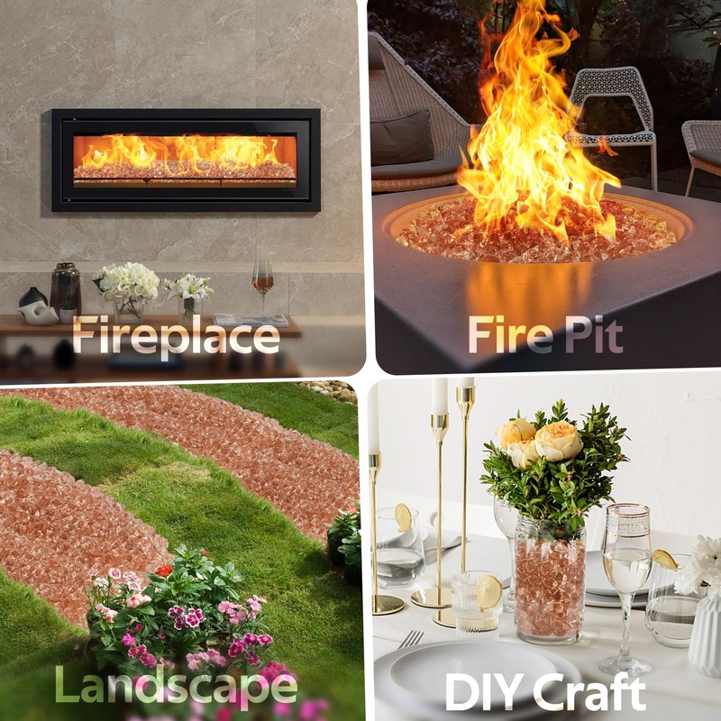 Mr. Fireglass 1/2-Inch Polygon Fire Glass for Fireplace Fire Pit