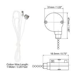 sourcing map Ceiling Fan Switch 3 Speed 4 Wire, ZE-208S E89885 Pull Chain Switch Fan Light Switch Replacement Part with 4 Pre-Installed Wires, Silver Chain, 1 Set