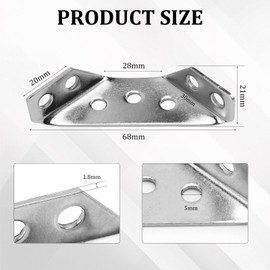 Angle Corner Brackets Metal (Silver, Pack of 20)