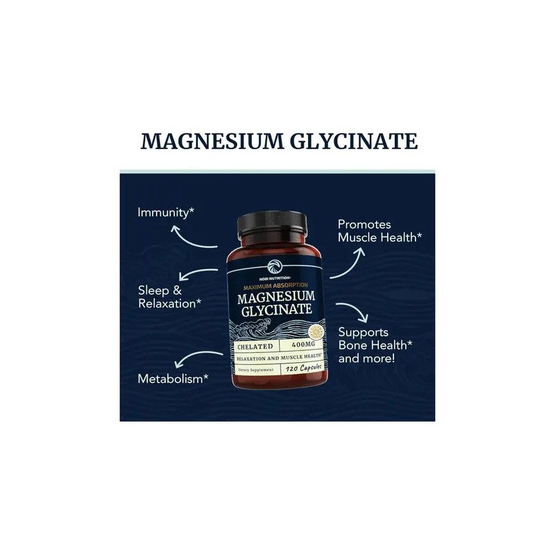 Glicinato Magnesio 400mg Alivio Estrés Calambres Musculos