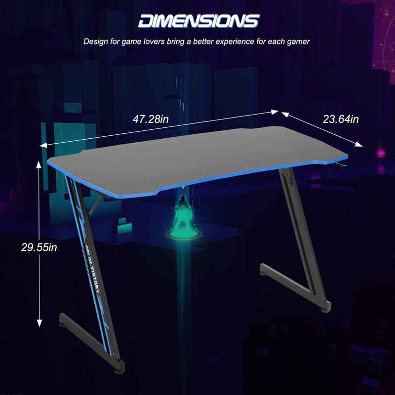 BestOffice Gmaing Desk Z Shaped 47 inch Gaming Workstation Ergonomic