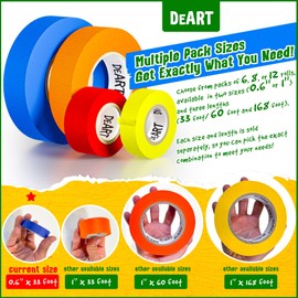 DEART 8X Colored Masking Tape, 264 Ft x 0.6 inch Colored Painters Tape for Arts & Crafts Labeling or Coding, Kids Art Supplies, DIY Craft Tapes Colorful Masking Tape Rolls, Artist Art Tape | DEART