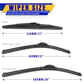 3 wipers Replacement for 2015-2021 Kia Sedona/2021 Kia Telluride, Windshield Wiper Blades Original Equipment Replacement - 26"/18"/13" (Set of 3) U/J HOOK