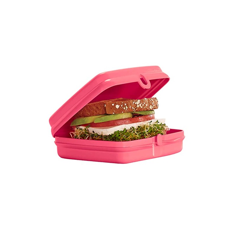 Tupperware Sandwich Keeper Square Hinged and Locking Box Pink
