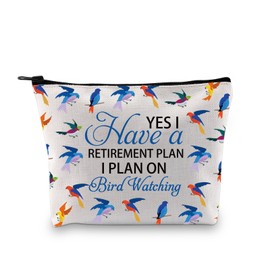 BDPWSS Bird Watching Makeup Bag Funny Bird Watcher Gift Yes i Have Retirement Plan i Plan On Bird Watching Zipper Pouch (Plan bird watching bag)