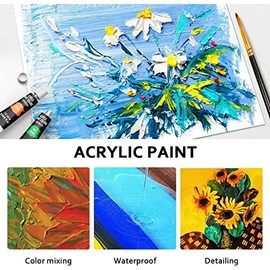 Juego de Pintura Acrilica, Pintura Oleo 24 Colores×12ml con 12 Pinceles y 1 Paleta,Colección completa de pinturas base de aceite para proyectos de arte y manualidades