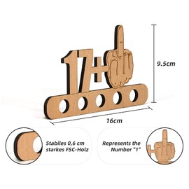 Giftota - Original Funny 18th Birthday Money Gift, Wood - 17 + 1 - Gift for 18th Birthday - Birthday Anniversary - Wooden Gifts - Gifts for Friends, Family