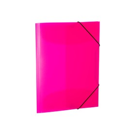 HERMA Portfolio Folders A4 Neon Pink Translucent Set of 3 Plastic Corner Folder with Elastic Band and Inner Flaps for Children, Boys and Girls