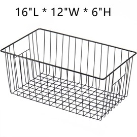 16inch Upright Freezer Organizer Baskets for 13-14,16-21 cu.ft Standup Freezer, Settle freezer chaos and reduce food waste effectively, Durable, Fully Use Space, Improve Air Circulate, Black, Pack 2