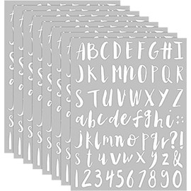 8 Sheets Vinyl Alphabet Letter Sticker Cursive Alphabet Letter Script Pantry Labels Self-Adhesive Vinyl Sticker for Scrapbooking Mailbox Kitchen Signs Grad Cap Containers Jar Labels (White,1 Inch)