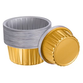 sourcing map Golden Cupcake Cups, 25pcs Aluminum Foil 5oz Standard Cupcake Liners Dessert Disposable Cupcake Baking Cups for Birthday Party Supplies Weddings Decorations
