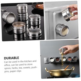 LIFKOME 8pcs Magnetic Spice Jar Small for Jars Spice Container Spices Magnets Tin Spice Jars Magnetic Jars Canisters Stickers Fridge Magnetic Spice Canister Silver Stainless Steel