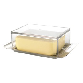 GEFU Butelo Butter Dish, Stainless Steel, Plastic, 5 cm, 33620, 24 x 24 x 14,5 cm, Clear, Silver