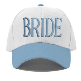 GroomBrideGifts Bridal Trucker Hat for Bachelorette Party, White + Blue Hat for Women Bride to Be Gift, Bridal Headwear