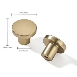 khtumeware 10 Pack Champagne Bronze Cabinet Knobs - 1-1/5 Inch Satin Brass Round Drawer Pulls for Kitchen Cabinet Hardware Dressers Knobs and Closets
