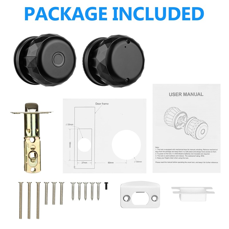 Fingerprint Door Lock,Smart Door Knob - 3-in-1 Entry (Fingerprint/APP/Key) for