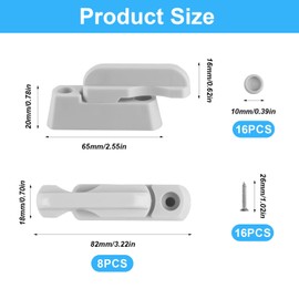 Pack of 8 Window Lock Burglary Protection, Window Lock, Window Security Locks, Window Latch, Door Sash Jammer for UPVC Doors, Window Fuse (White)