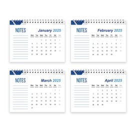 Red Ocean 2025 Desktop Planner, FFAcademic Calendar For Home Office Business Teacher Colleagues - 13 Page Spiral Bound Flip Free Standing Calendar For Your Desk