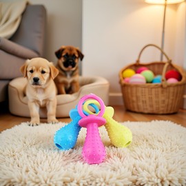 Jinshining Blue Dserw Dog Pacifier Chew Toy, Mini Bite Resistant Bell - Shape Rubber Pacifier Pet Molar Chew Training Toy, Bell Chewing Playing Training Toy for Puppy/Dog/Cat