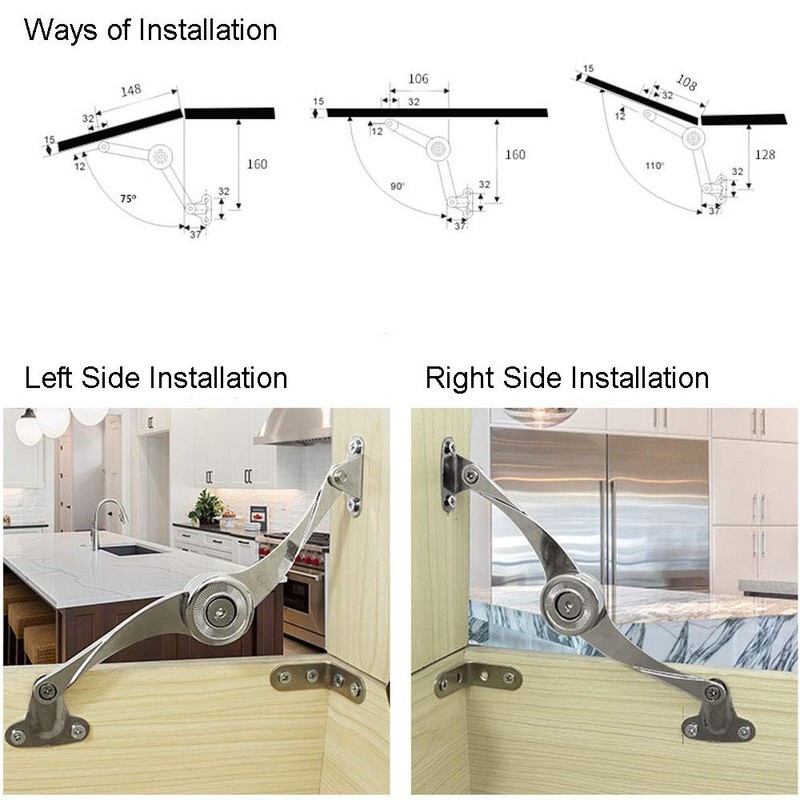 Set of 4 NUZAMAS Lid Support Hinges, Stop Any Angle,