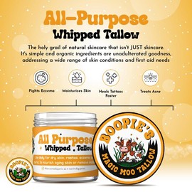 Boopie's Magic Moo All Purpose Tallow 2oz lotion & cream made with grass fed & finished beef tallow and organic ingredients.