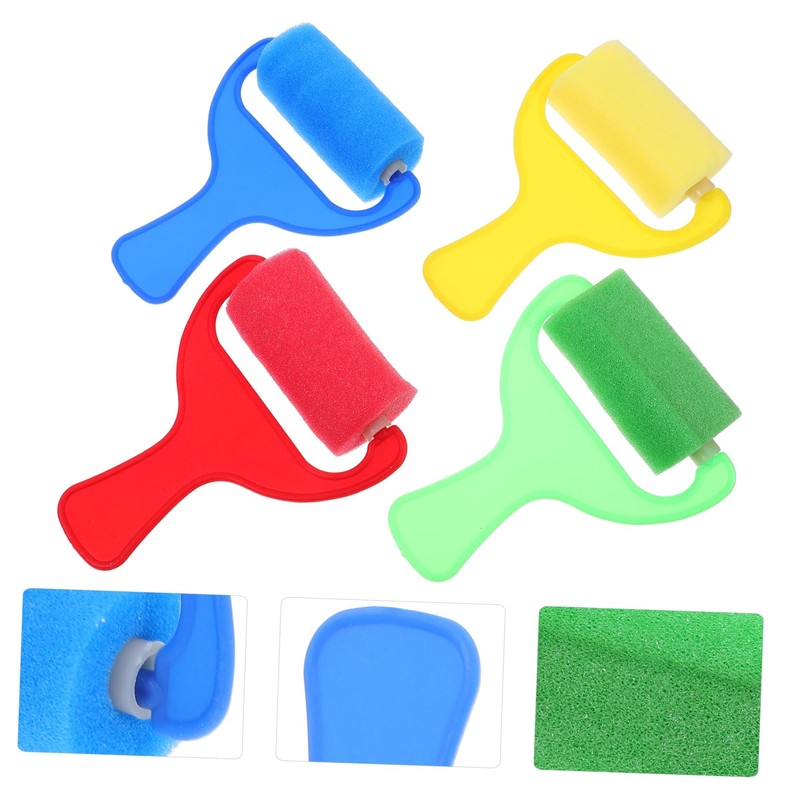 SEWACC 4pcs Paint Roller Set with Wide Handles Easy to