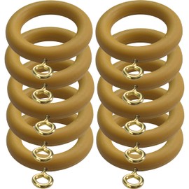 28mm x 45mm Beech Curtain Rings Drapery Pole Rod Loops Gliders with Eye for 22mm Pole (Pack of 10)