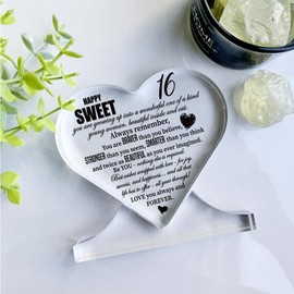 Sweet 16 Gifts for Girls, Sweet 16 Gift Acrylic Heart Gift, Sweet 16th Birthday Gifts, Sweet 16 Acrylic Heart Decor Sign, Acrylic Heart Gifts, Birthday Gift for 16 Year Old Girl