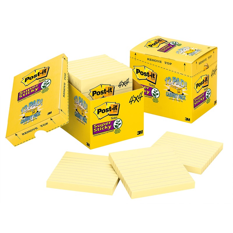 Post-it 67512SSCP Canary Yellow Note Pads, Lined, 4 x 4,