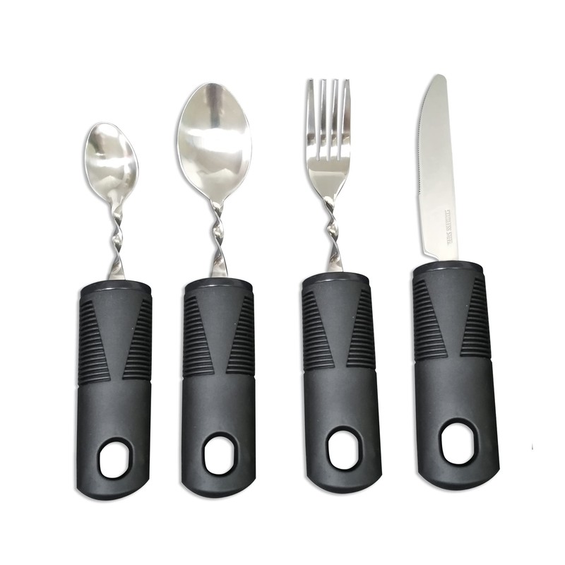 Extra Wide Handles Bendable Easy Grip Cutlery Set, Chunky Handles,