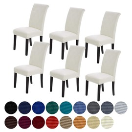 Howhic Stretch Chair Covers for Dining Room Set of 6, Removable Washable Dining Room Chair Covers, Dining Chair Slipcovers Seat Protector, Great for Home and Banquet Decoration (Ivory, 6 Pack)