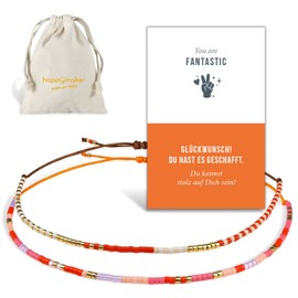 happymaker - Armbänder für Frauen und Mädchen, handgefertigt aus Miyuki Perlen mit Geschenkverpackung, Gratulation Geschenk, Ich bin stolz Geschenk mit Armband und Glückwunschkarte