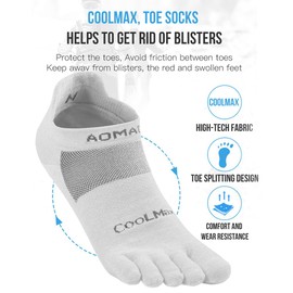 OrrinSports Toe Socks Coolmax Ankle Running Socks for Men Women 3 Pairs Athletic Breathable Five Finger Socks